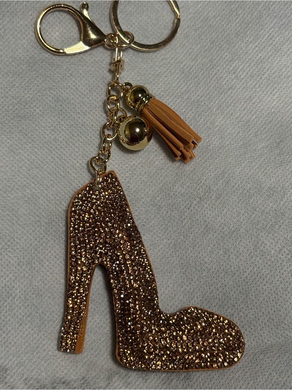 Gold Glitter Bag /Keychain Charm High Heel Tassel